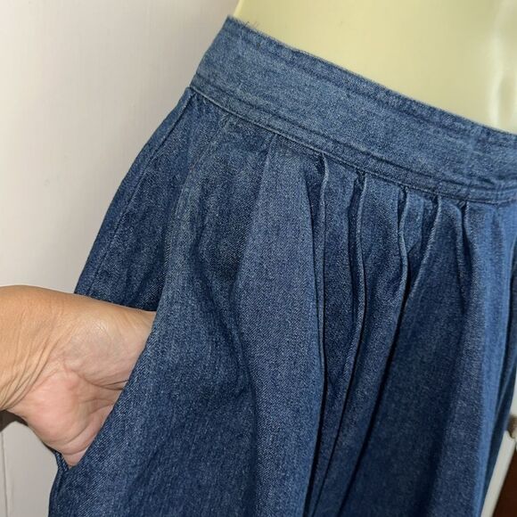 Vintage 80s Sasson Classic Blue Denim Full Midi Skirt - Picture 6 of 8
